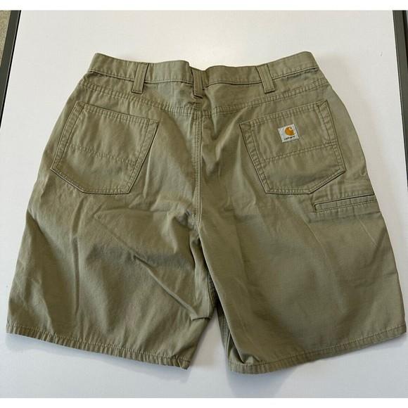Carhartt Mens 38 Khaki Regular Fit Flat Front Denim Shorts 5 pocket 38X8.5 EUC - Picture 3 of 5